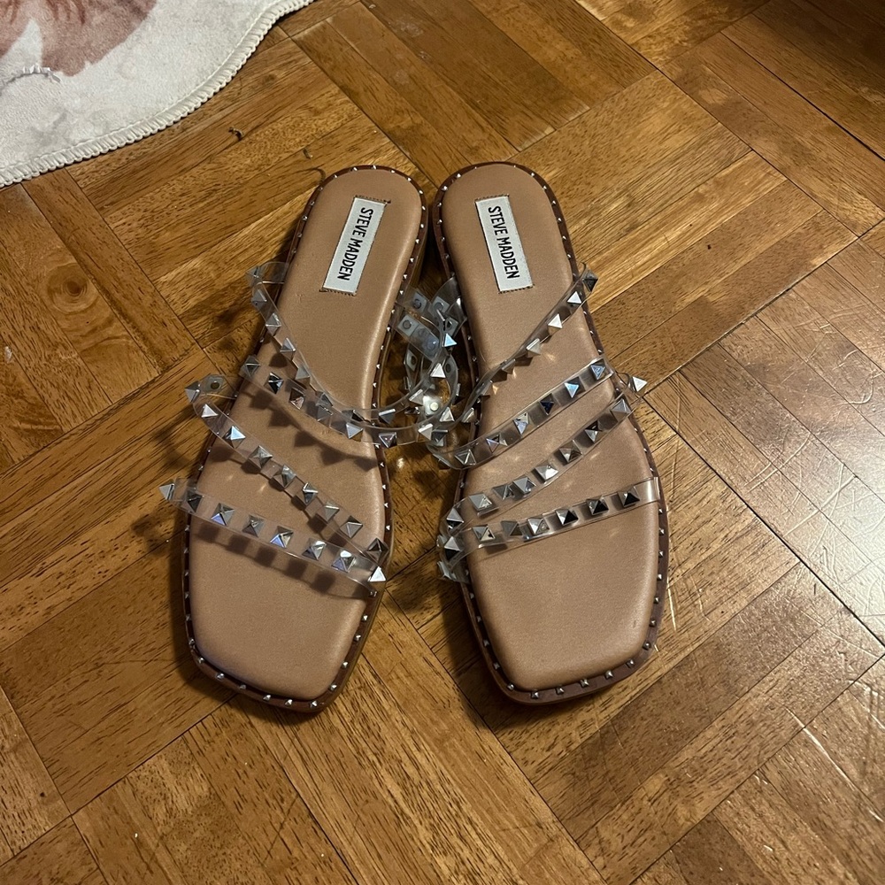 Steve Madden Nude Studded Slide Sandals